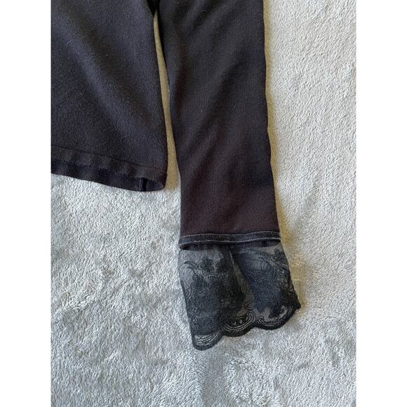 Vintage Y2K Black Lace Trim Top PM Medium Apt 9 Whimsigoth Stretchy Long Sleeved - Picture 4 of 14